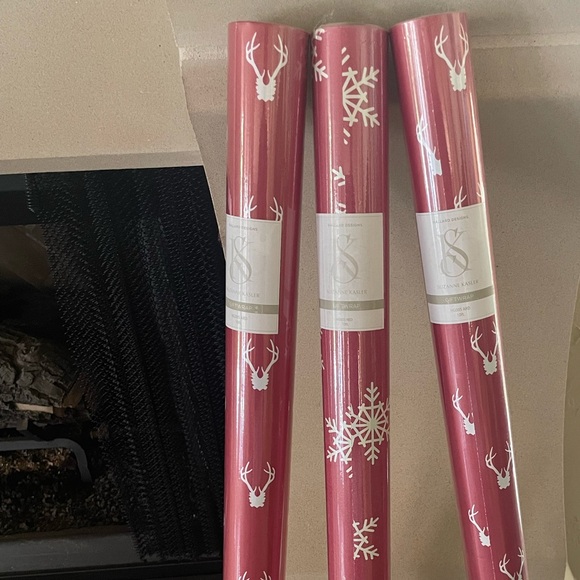 Designer Christmas Snowflake and Antler Gift Wrap Set of 3 Red/White - Picture 1 of 5